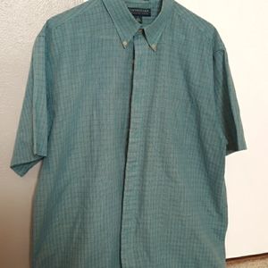 Claybrooke Mens Shirt Green and Gray Plaid Button Down